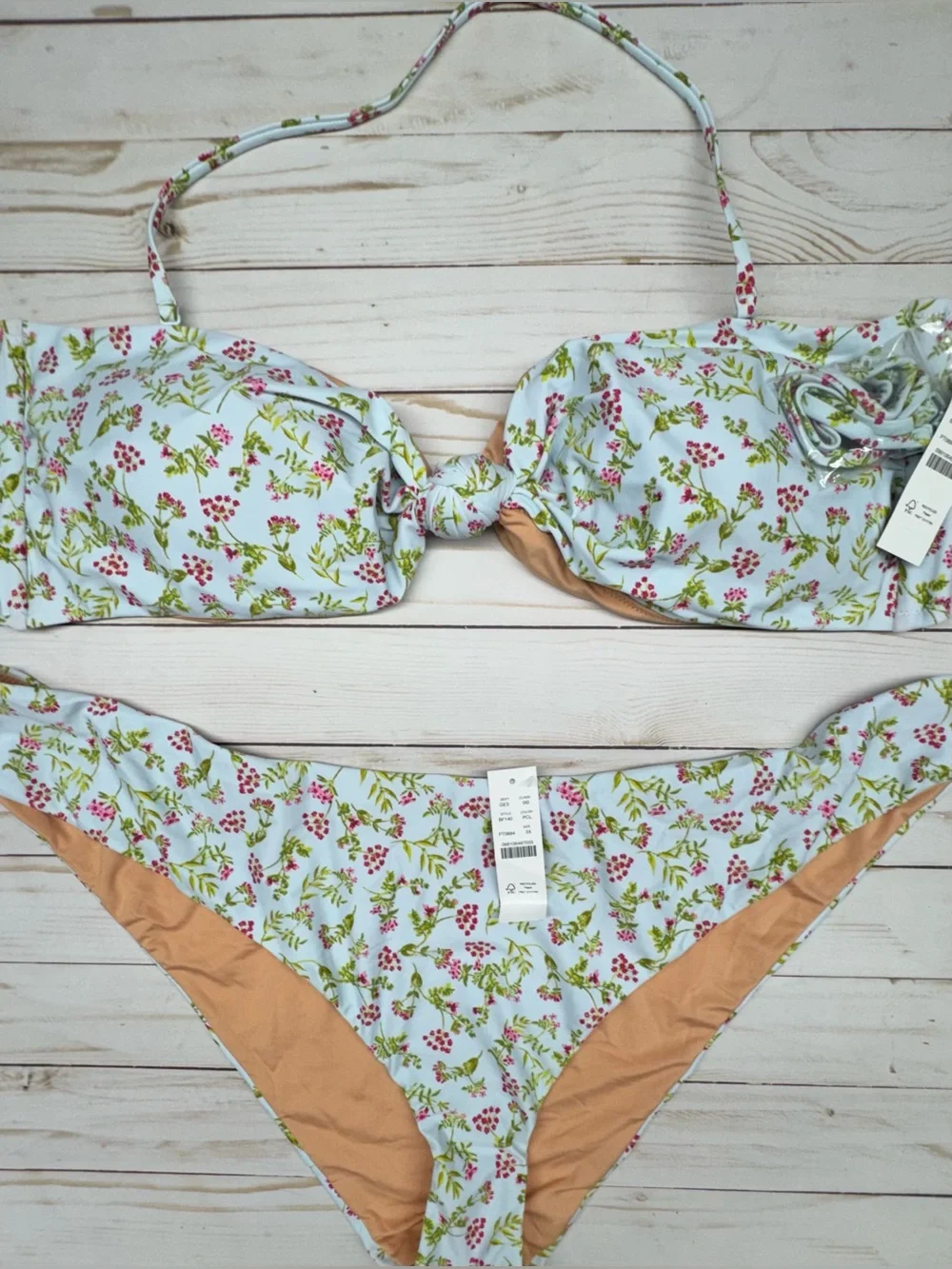 J. Crew Knot Bandeau Bikini Top & Curved-waist Bikini Bottom Swimwear 2pc. Set